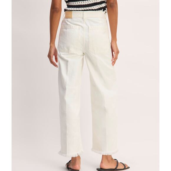 NWOT Everlane The Mariner Wide Leg Cropped Jean In Frayed Hem Bone Size 23 - Picture 4 of 10